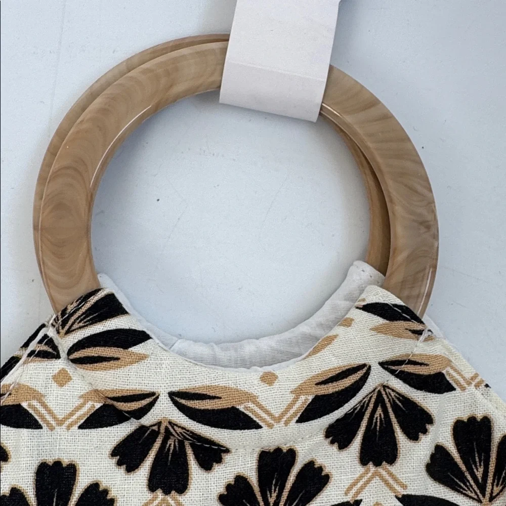 NWT Sigrid Olsen Kids Mini Purse in Black and Tan Floral Motif 5.5”H x 6”W